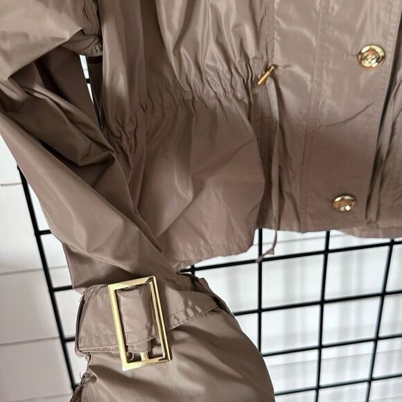 VTG Ellen Tracy Button Front Military Jacket Womens‎ XL Tan Peplum - Picture 6 of 14